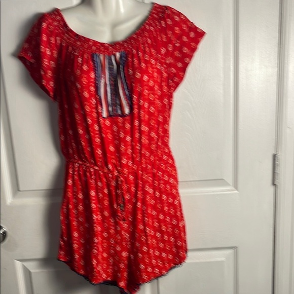 Red Bohemian Short Sleeve shorts - Picture 1 of 8